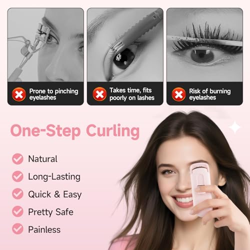 DUDUDU Heated Eyelash Curler - 2-Temp Portable Lash Curler