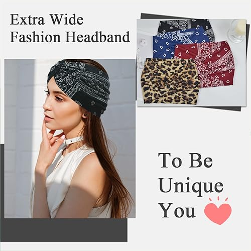 Boho Extra Wide Headbands for Women - 8 Pack