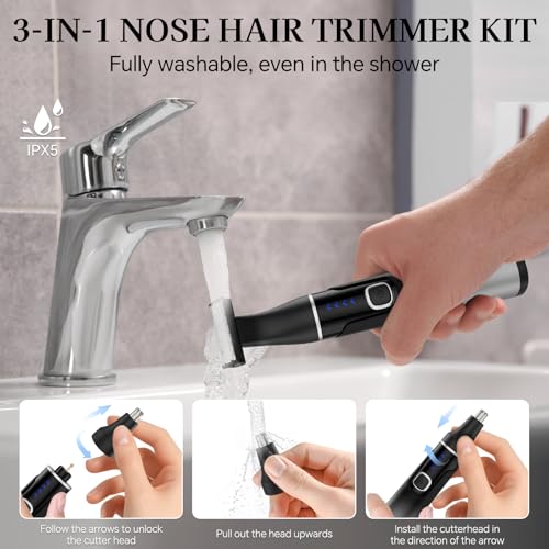 Body Hair Trimmer for Men, Waterproof Pubic, Groin, Body, Face, Nose Shaver, Painless USB Rechargeable Mens Electric Grooming Kit with Adjustable Guide Comb