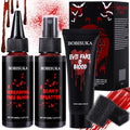 Halloween Fake Blood Kit with Spray, Gel & Sponges