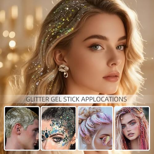 Body Glitter Stick - Holographic Sequins for Face & Hair