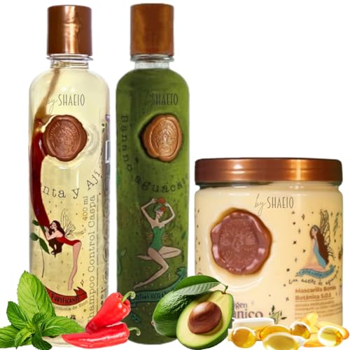 SHAEIO Ritual Botanico Hair Care Kit for Growth & Repair - Dandruff Shampoo, Intensive Conditioner & Mask
