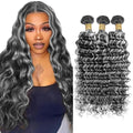 P1B Grey Deep Wave Human Hair Bundles 26 Inch