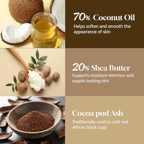 AKWAABA 100% African Black Soap(Turmeric) 4oz - For Body and Face | Moisturize and nourish your skin | Safe for all skin types | 2 pcs