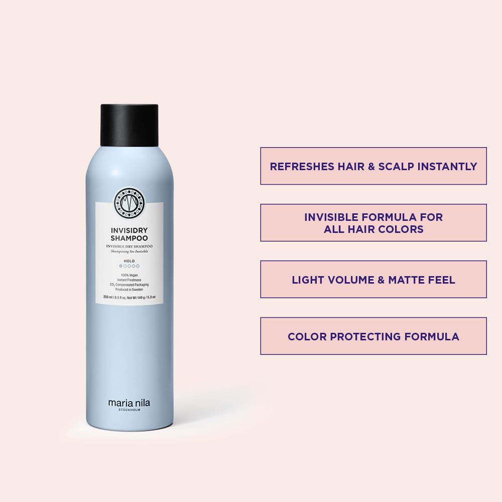 Maria Nila Invisidry Shampoo 215 ml, Freshens up Hair & Scalp, Leaves no trace of product, 100% Vegan & Sulfate/Paraben free