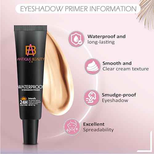 Waterproof Eyeshadow Primer for Oily Eyelids ? 24H Long Lasting, Smudge-Proof Eye Primer Base for All Skin Tones ? Antique Beauty (15 g)