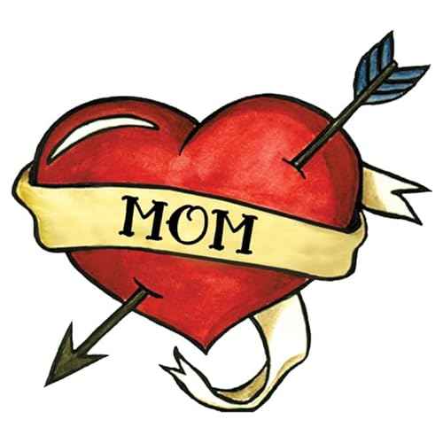 Mom Heart Temporary Tattoo/Pack of 10 / Traditional Tattoo Style/Perfect For Mother's Day/Removable