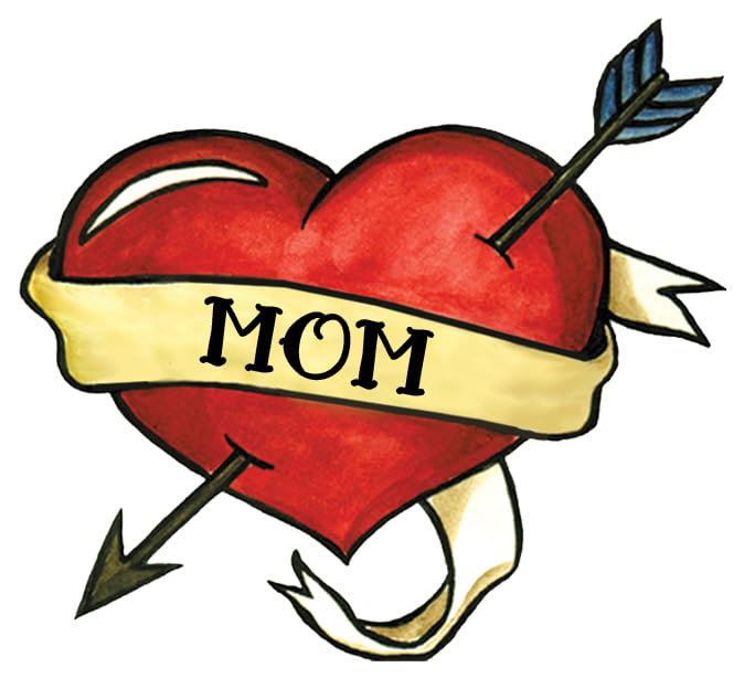 Mom Heart Temporary Tattoos Pack of 10 | Waterproof