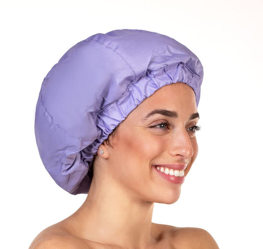 Premium Shower Cap for Women - 1000+ Showers, 100% Waterproof, Double-Sided, Large Shower Cap For Long Hair & Great For Curls (Anti-Frizz Terry Cloth Lining) (Lilac)