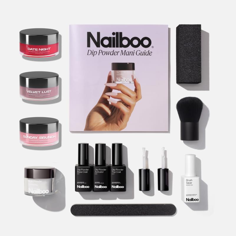 Nailboo Dip Powder Nail Kit Bundle with 3 Colors & Liquids - No UV Needed