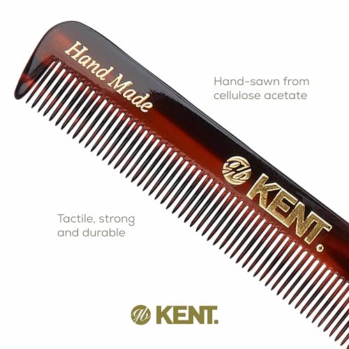 Kent Slim Jim Handmade All Fine Tooth Pocket Comb for Men, Hair Comb Straightener for Everyday Grooming Styling Hair, Mustache and Beard, Use Dry or with Balms, Saw Cut Hand Polished, Made in England