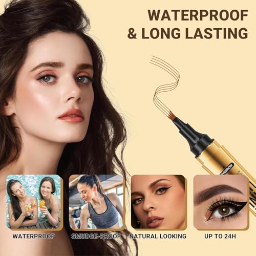 Dual-Ended Eyebrow Pen & Eyeliner - Microblading Brow Pencil Waterproof
