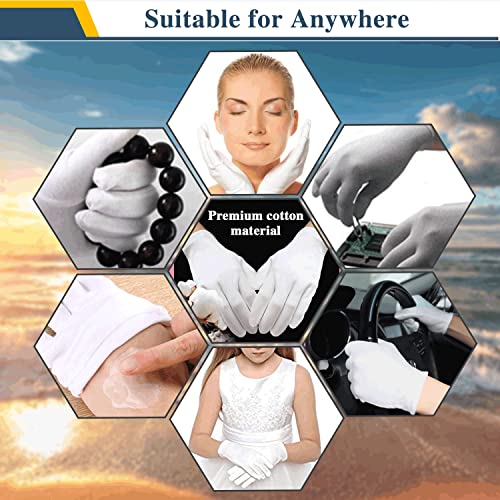 Cotton Moisturizing Gloves (12 Pairs) - Reusable White Overnight Gloves
