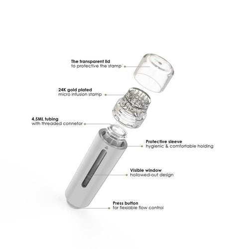 Micro Titanium Infusion Derma Stamp Microneedle for Skin Care Face Lips Hair Scalp Derma Roller Alternative Beauty Tool Microneedling Serum Applicator Microneedling Pen (Silver)