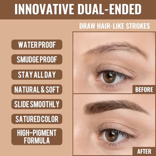 iMethod 2-in-1 Eyebrow Pen & Eyeliner - Waterproof Microblading Dark Brown