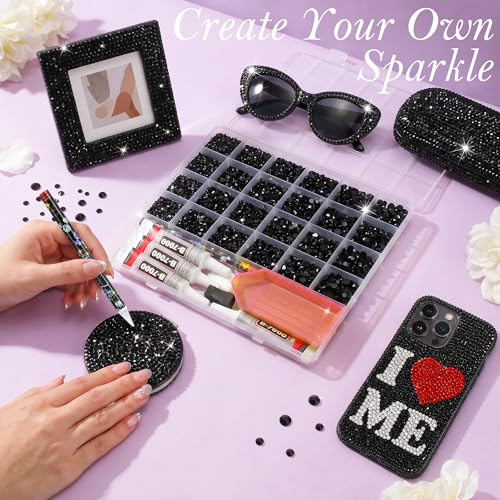 35000PCS Black Rhinestone Bedazzling Kit with Glue & Tools