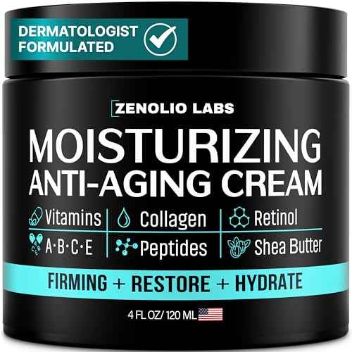 Mens Face Moisturizer Cream - Anti Aging & Wrinkle Face Cream - Mens Facial Moisturizer - Retinol, Collagen, Peptides, Shea Butter, Vitamins E & A - Facial Skin Care Eye Lotion - Day & Night ? 4 oz