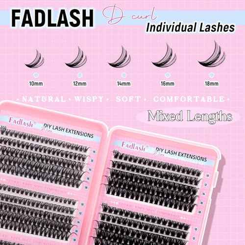 Eyelash Clusters 30D+40D+50D+60D+80D+100D Individual Lashes Extensions D Curl Wispy Lash Clusters 10-18mm Natural Fluffy Cluster Eyelash DIY Eyelash Extensions for Beginners
