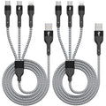 3-in-1 Braided Multi Charging Cable, 4Ft 2-Pack