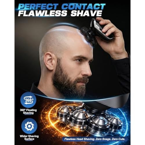 Head Shavers for Blad Men, 7D Floating Blades Electric Head Shaver, IPX7 Waterproof Wet Dry Bald Head Shaver, Magnetic Detachable Rechargable Head Shavers, Gifts for Man Male Father Husband