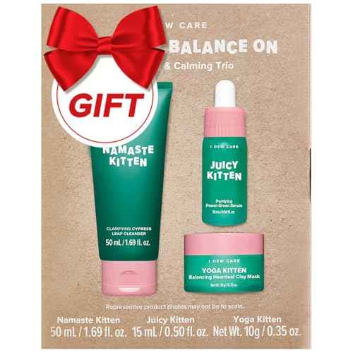 I DEW CARE Blemish Heartleaf Skincare Set - Kitten My Balance On | Foam Cleanser & Wash-off Mask & Serum, Gentle Skincare, Soothe & Balance, Stocking Stuffers, Gift For Girls, Teen Girls Skin Care Kit