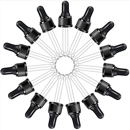 Essential Oil Droppers 15 Pack - 15ml Glass Eye Dropper Tops