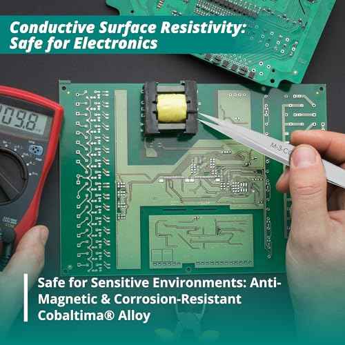 Excelta M-3-CO Cobaltima Miniature Straight Very Fine Point Tweezers, Heat Resistant to 932¡ÆF, Anti-Magnetic, 3.13" Long, Elite