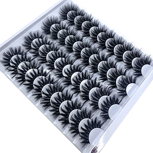 20 Pairs 25mm 3D Mink Lashes Bulk - Wispy Natural False Eyelashes