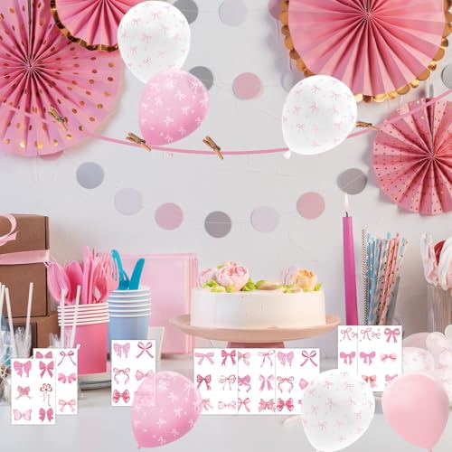 Pink Bow Temporary Tattoos 144PCS Party Favors