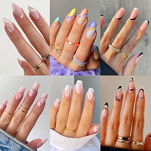 Misssix Press On Nails Set - 144 Pcs Medium Almond & Square False Nails Kit