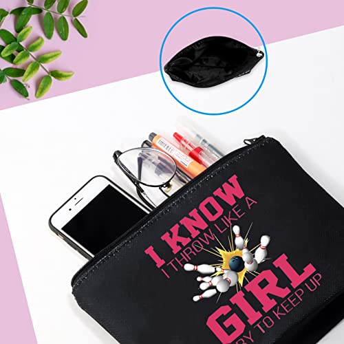 GJTIM Bowling Gift Bowling Lover Cosmetic Bag Bowling Travel Zipper Pouch for Bowling Team (Keep Up Bowling Bag)