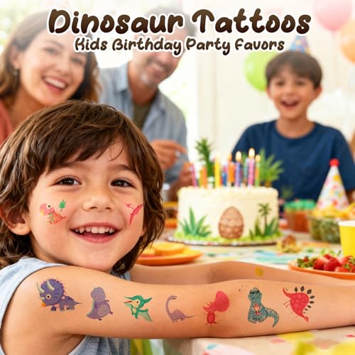 Dinosaur Temporary Tattoos for Kids - 12 Sheets Waterproof
