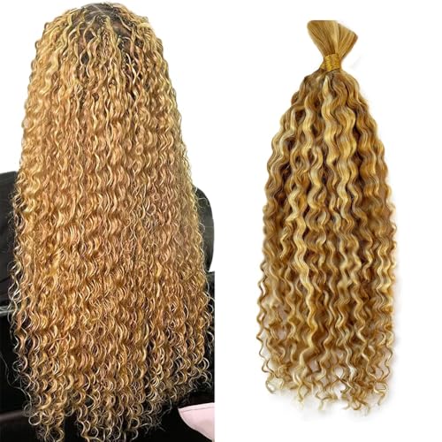 28 Inch P27/613 Blonde Human Braiding Hair Deep Wave