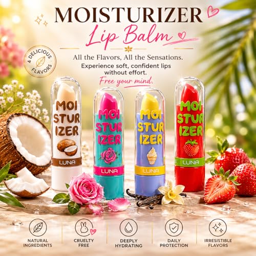 Luna Lip Balm 4-Pack – Moisturizing Lip Care for Dry Lips