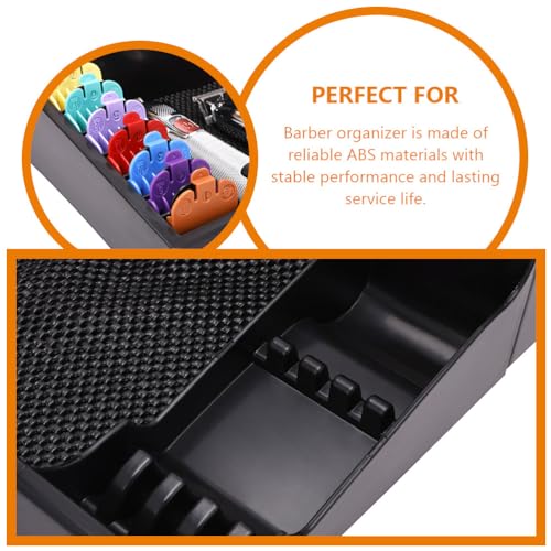 FRCOLOR Clipper Organizer for Barber with Multi-Compartment Push-Cut Storage Box and Clipper Guard Holder Salon Station Haircut Tools Keeper 15X12X4 Inches