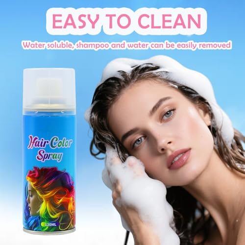 Temporary Hair Color Spray - Washable, 6 Vivid Shades