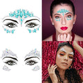 Rhinestone Face Gems Mermaid Face Jewels Rave Party Crystal Body Eyes Jewel Temporary Halloween Face Stickers for Women and Girls 2PCS