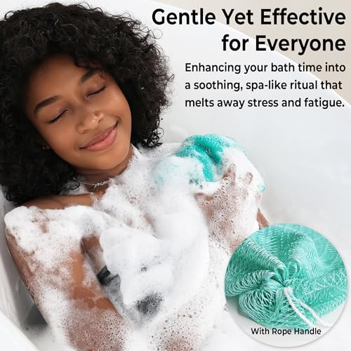RelaxScene African Net Sponge Back Scrubber - Seawave & Lilac Exfoliating Loofah 2 Pack