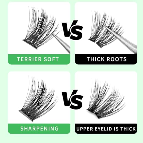 Bodermincer Lash Clusters D Curl Black/Brown/Colored Lashes 10-12-14/12-14-16/16-18-20mm Mixed Lash Clusters Kit For Beginner (M01# 12-14-16mm Mixed)