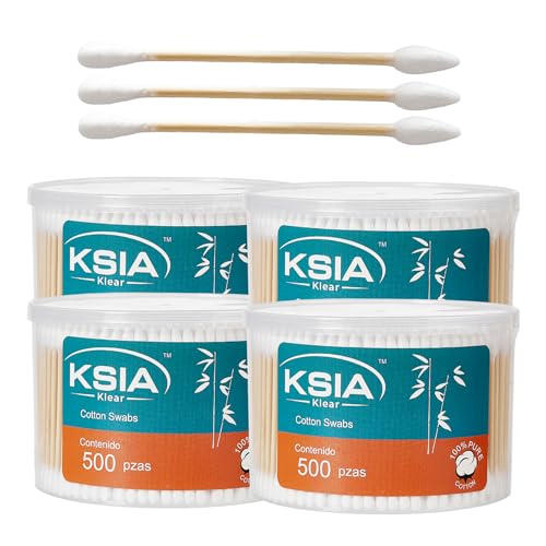 KSIA Klear Cotton Swabs 2000 Count - Dual Tip Bamboo Sticks