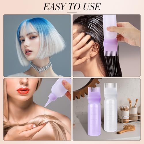 Hair Dye Applicator Bottles with Comb - 2 Pack 6 oz