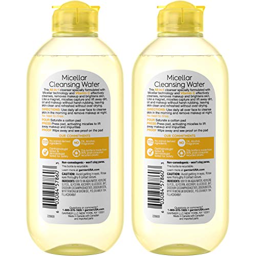 Garnier Micellar Water with Vitamin C - Makeup Remover & Cleanser, 2 Pack