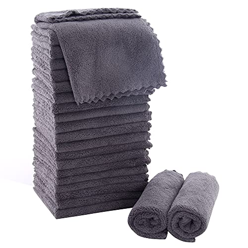 MOONQUEEN Ultra Soft Washcloths Set 24 Pack 12x12 Grey