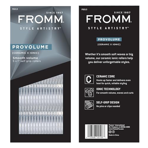 Fromm ProVolume 1.25" Self-Grip Ceramic Ionic Thermal Hair Rollers, 4 Count, Salon Quality Hair Curlers for Shorter or Medium Length Hair, Bangs and Tighter Curls