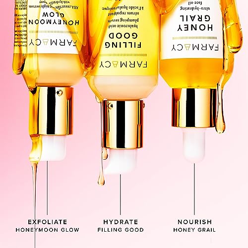 Farmacy Honey Grail Hydrating Face Oil - Nourishing Oil for Skin & Hair - Infused with Sea Buckthorn, Rosehip & Buckwheat Honey to Moisturize & Maintain a Healthy Skin Barrier (30ml)