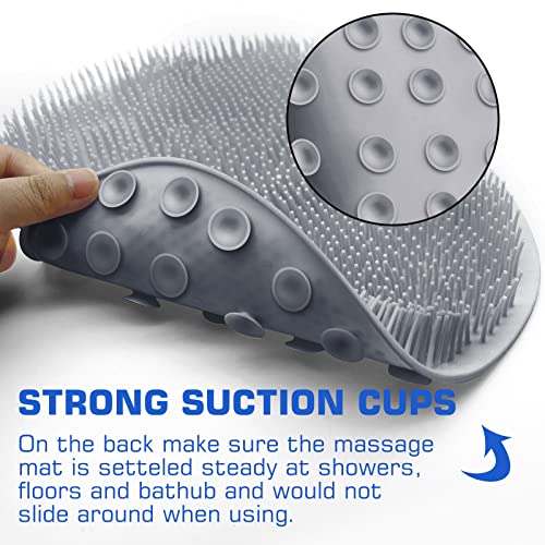 Shower Foot Scrubber Mat with Back Washer & Suction Cups