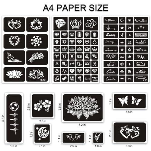410+ Temporary Tattoo Stencils Kit for Women, Girls & Kids
