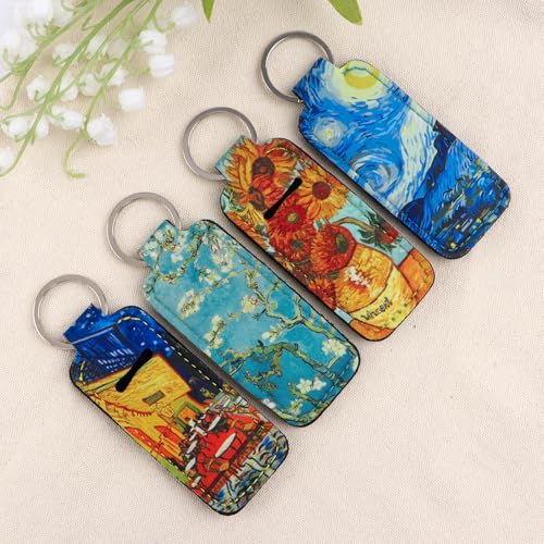 4-Pack Lip Balm Holder Keychain with Elastic Fabric Sleeve