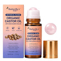 Organic Castor Oil Roll-On with Rose Quartz Roller - 50ml, Pure & Cold-Pressed