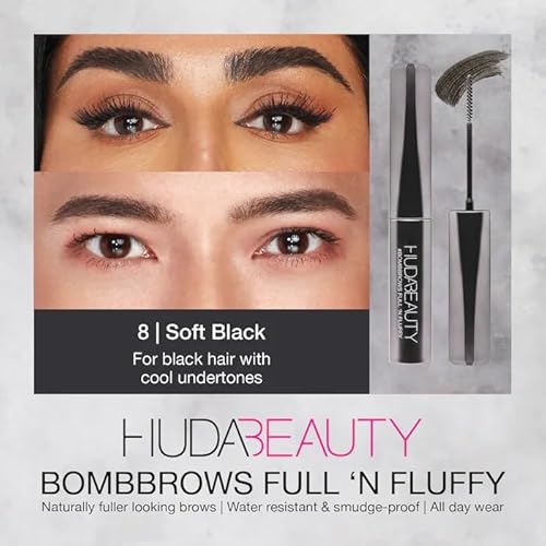 HUDA BEAUTY #BombBrows Full ¡®n Fluffy Volumizing Fiber Gel Soft Black